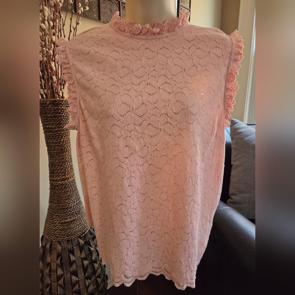 Everleigh Light Pink Lace Ruffle Blouse